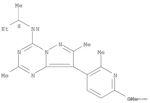 Molecular Structure of 1149605-19-5 (Pyrazolo[1,5-a]-1,3,5-triazin-4-amine, 8-(6-methoxy-2-methyl-3-pyridinyl)-2,7-dimethyl-N-[(1S)-1-methylpropyl]-)